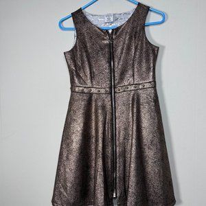 Disney Store Aladdin Princess Jasmine Fit & Flare Dress Girl 11/12 Gold Metallic